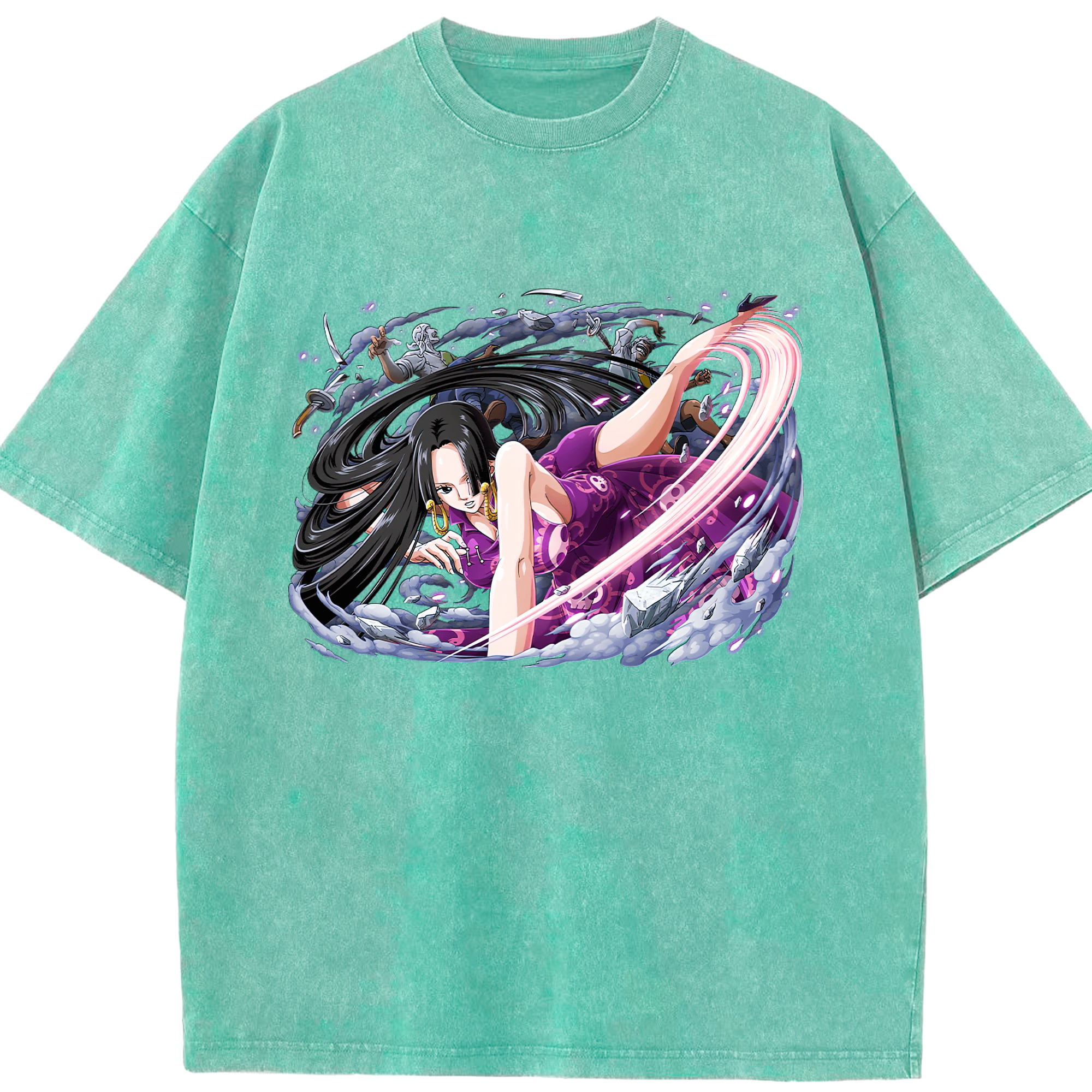 ワンピース ボア・ハンコック ONE PIECE Boa·Hancock 綿100% ヴィンテージ風 半袖Tシャツ（フロントプリント）